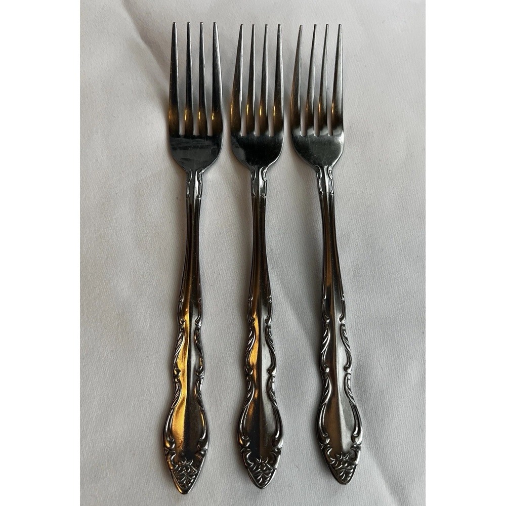 Oxford Hall Tally Ho Stainless Steel Flatware Dinner Forks Scroll Floral